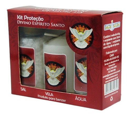 Kit Proteção Sal Vela Água Divino Espírito Santo