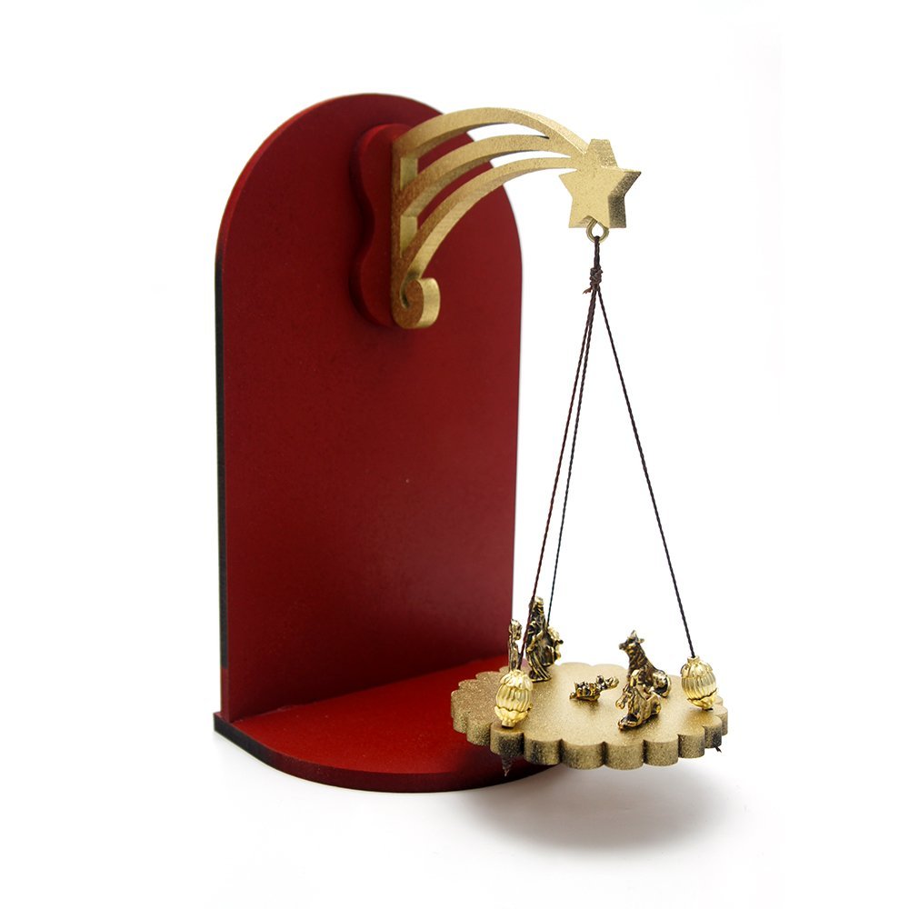 Natal Pendulo Vermelho Mesa Presépio de Metal