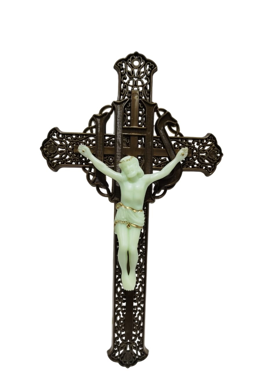 Crucifixo Parede FLuorescente  Cristo Ouro Velho Plastico