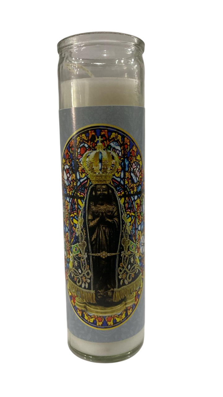Vela no pote de vidro Nossa Senhora Aparecida 20cm