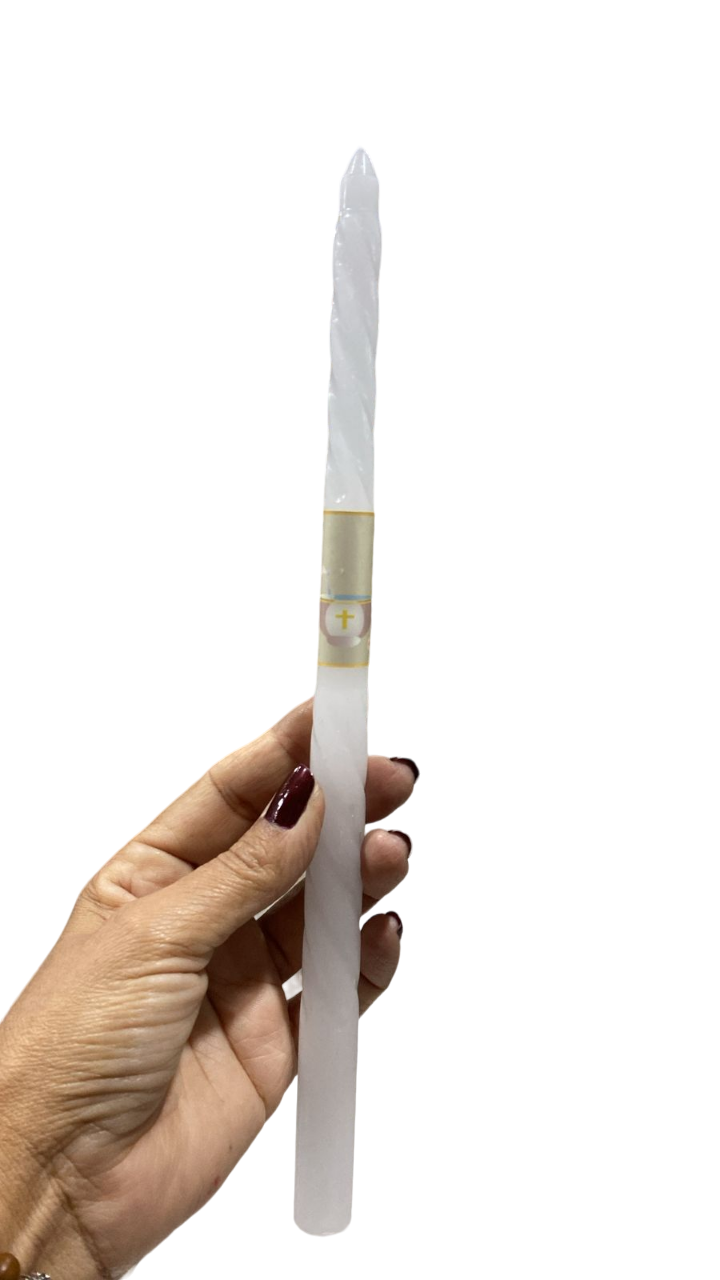 Vela Sacramento Batismo Branca 30cm Altura