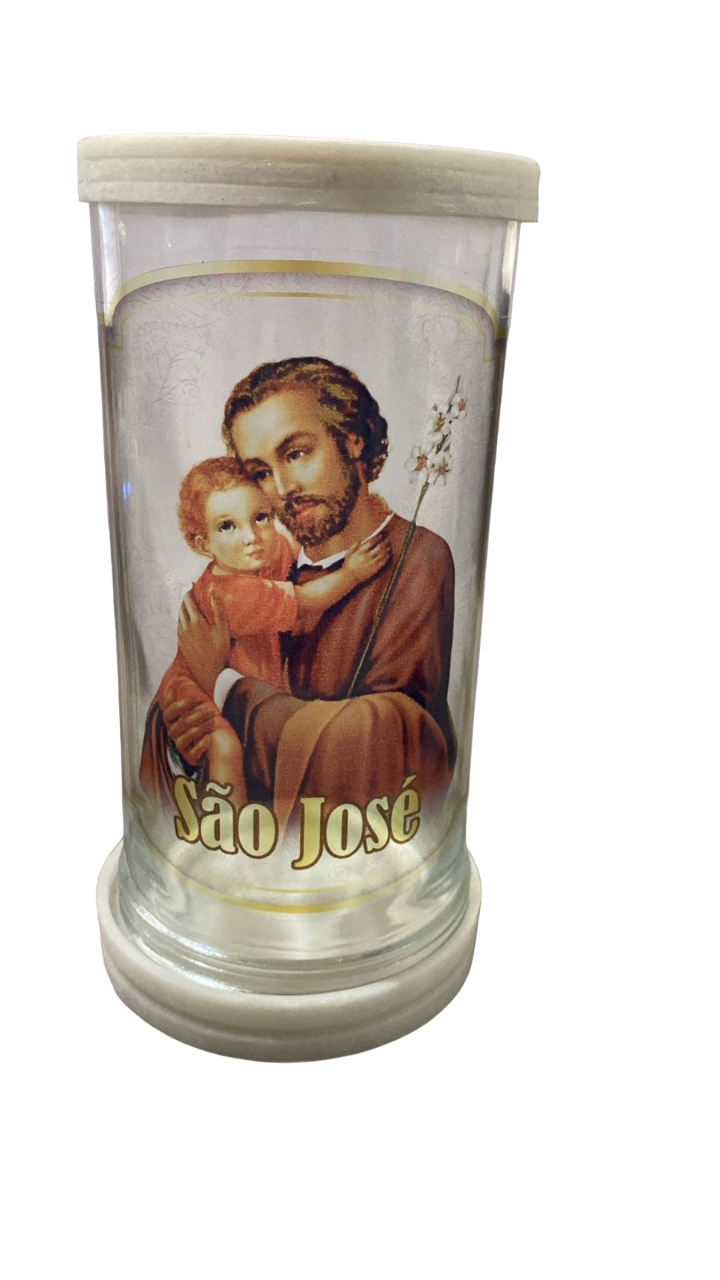 Porta Vela Vidro e Marmore Sao Jose 18cm