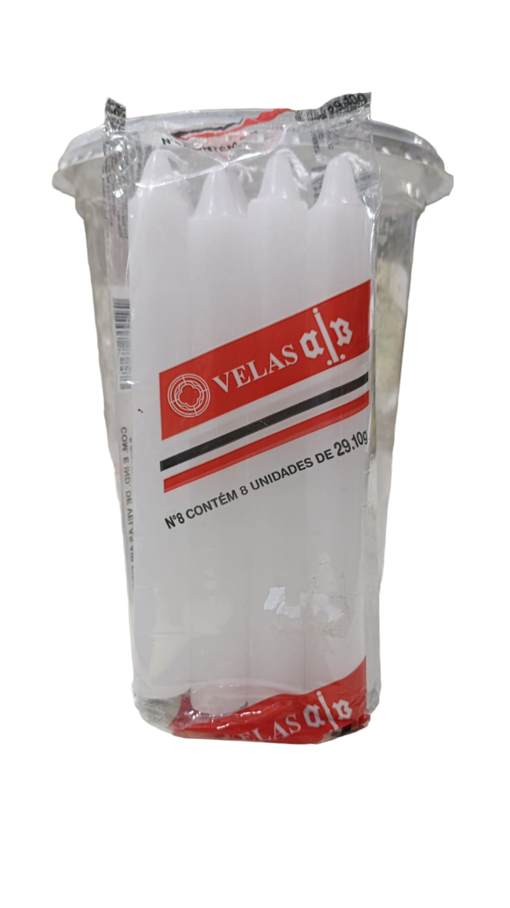 Pacote de vela palito com 8 unidades 15cm nº 8