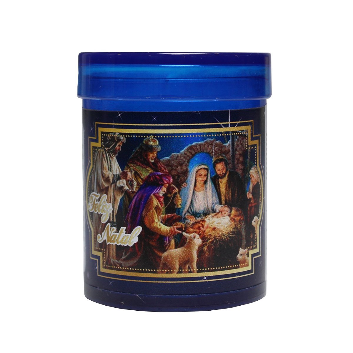 Vela Acrilica Natal Presépio Azul Perfumada
