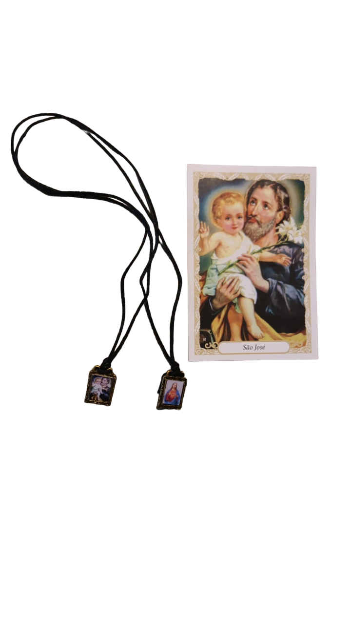 Escapulário São José cordão encerado 35cm