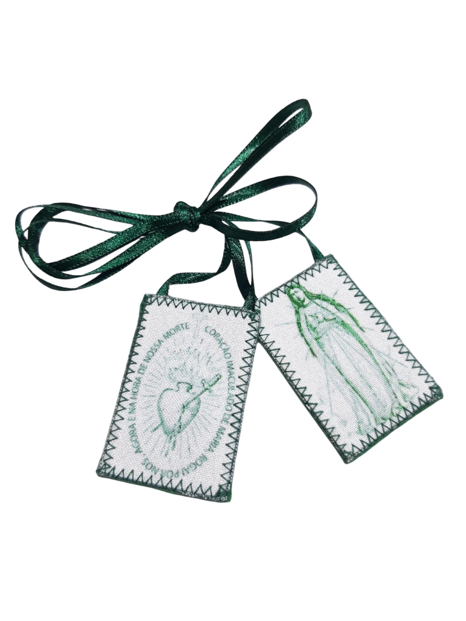 Escapulário Verde Com Cordão Em Tecido