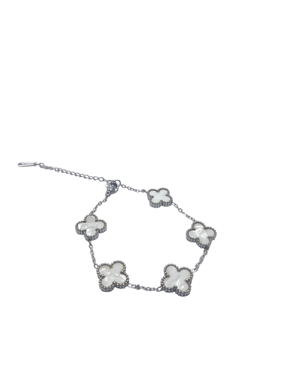 Pulseira Trevo Branco Aço Inox