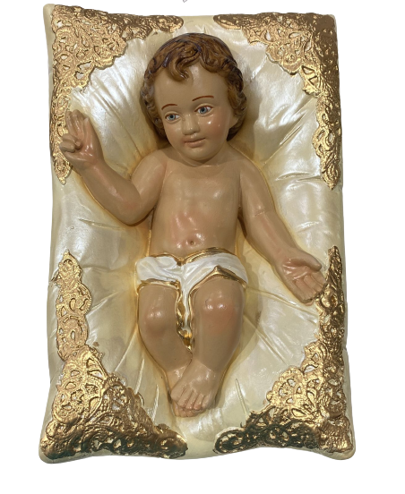 Menino Jesus Na Almofada Bege Gesso