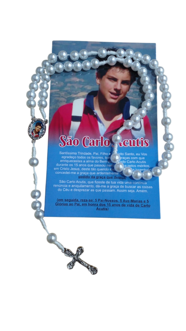 Terço São Carlo Acutis Perola
