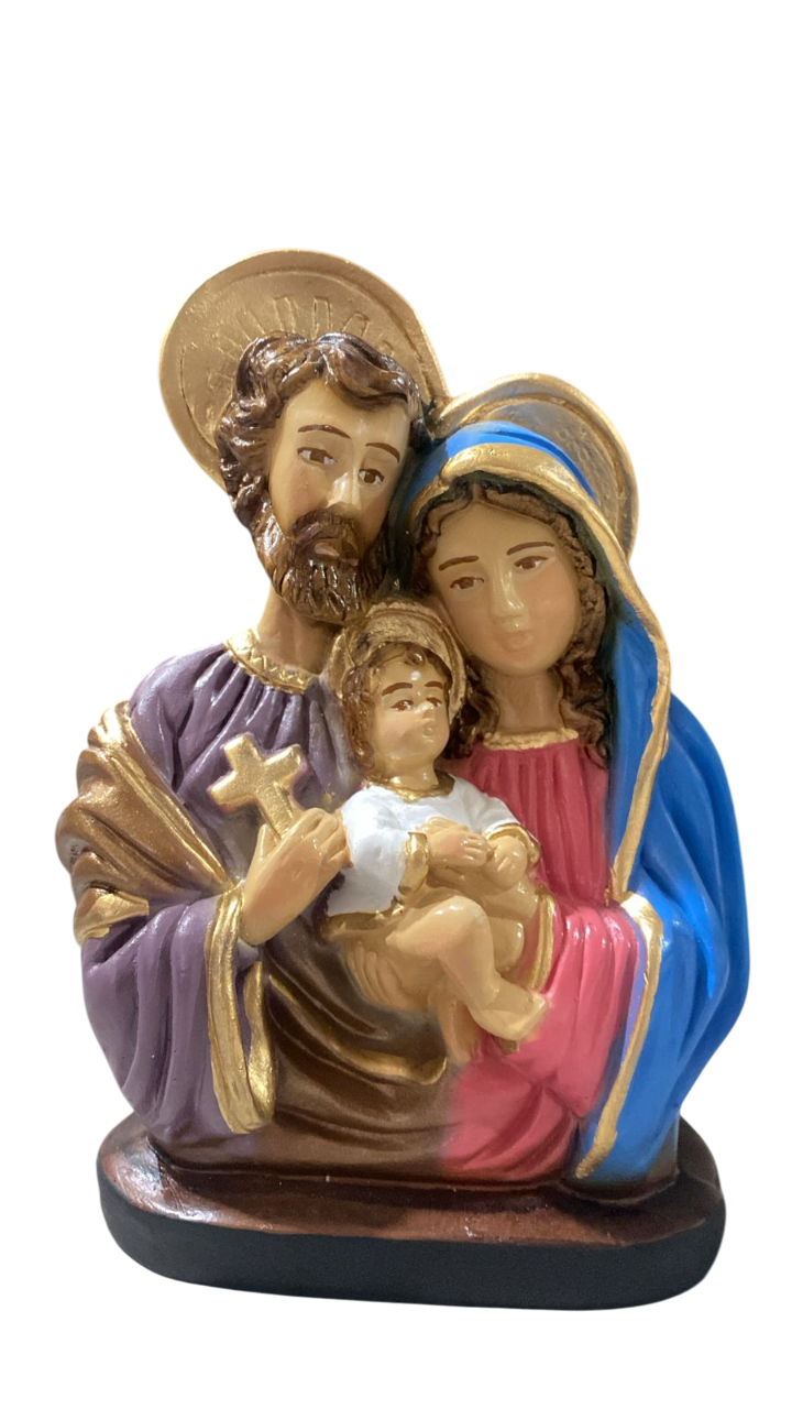 Sagrada Familia Busto Colorida Imagem Gesso 20cm