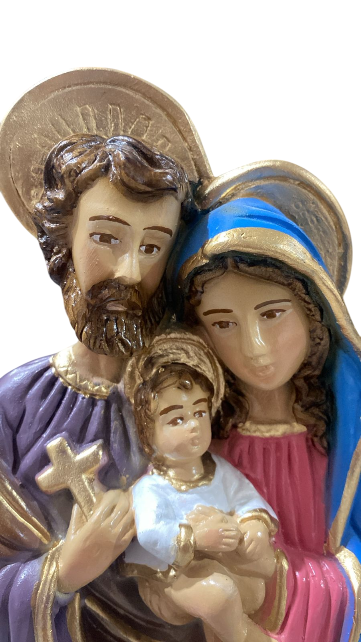 Sagrada Familia Busto Colorida Imagem Gesso 20cm - Imagem 2