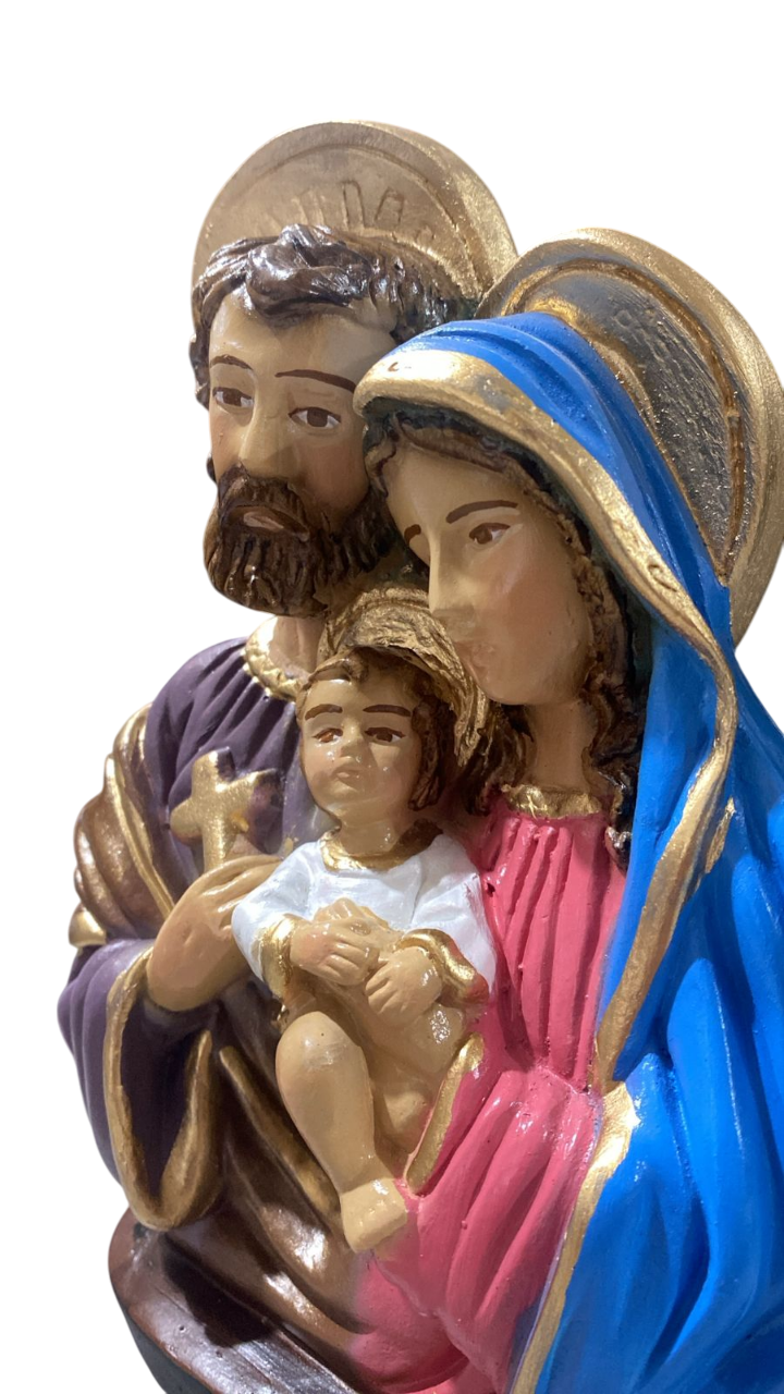 Sagrada Familia Busto Colorida Imagem Gesso 20cm - Imagem 3