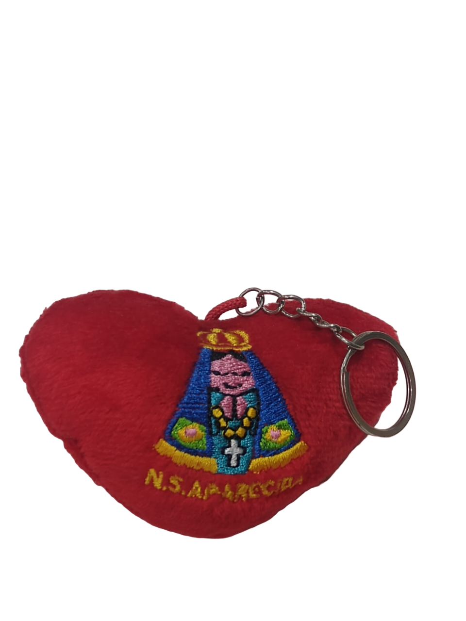 Chaveiro pelúcia coração NS Aparecida