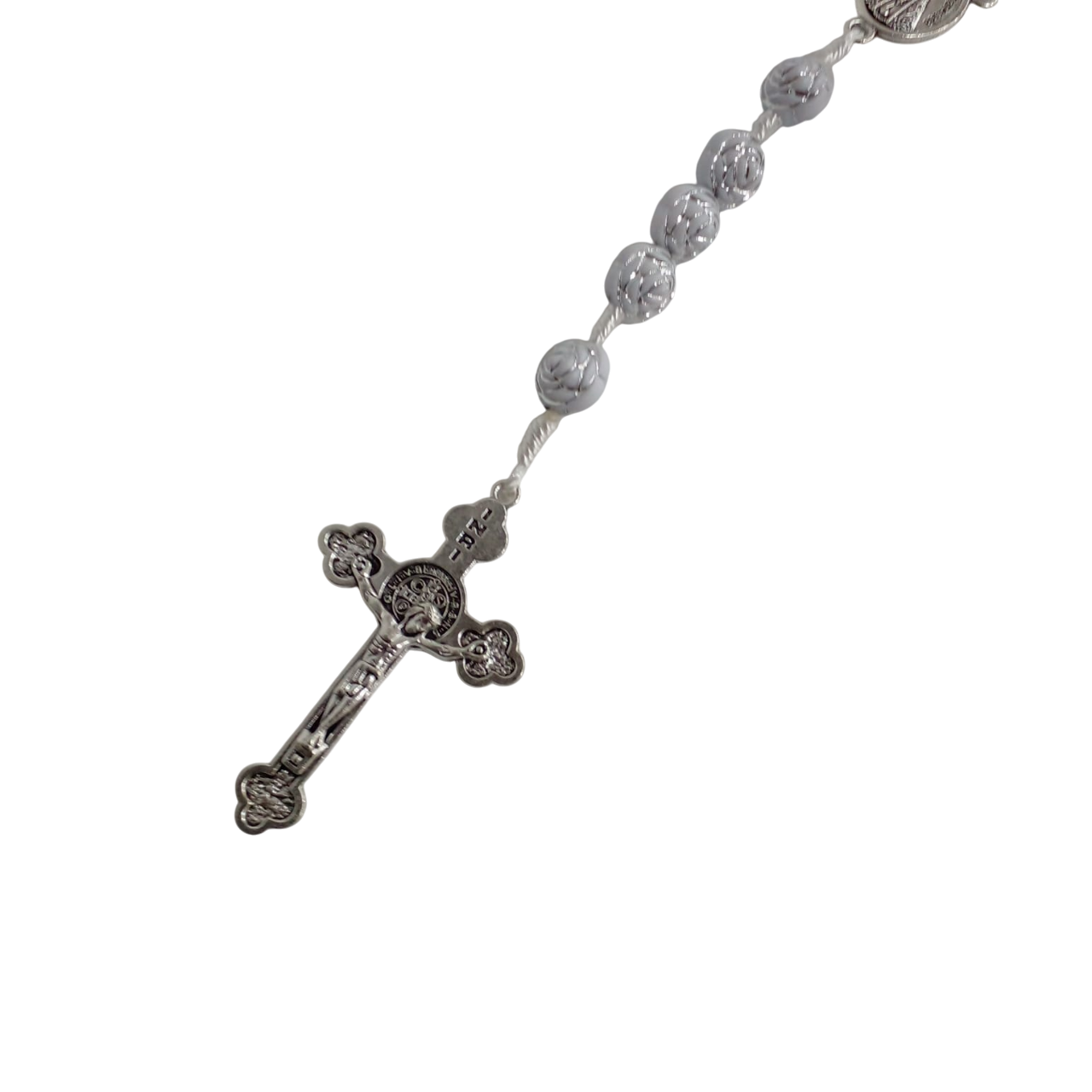 Terço contas de rosas brancas - Imagem 2