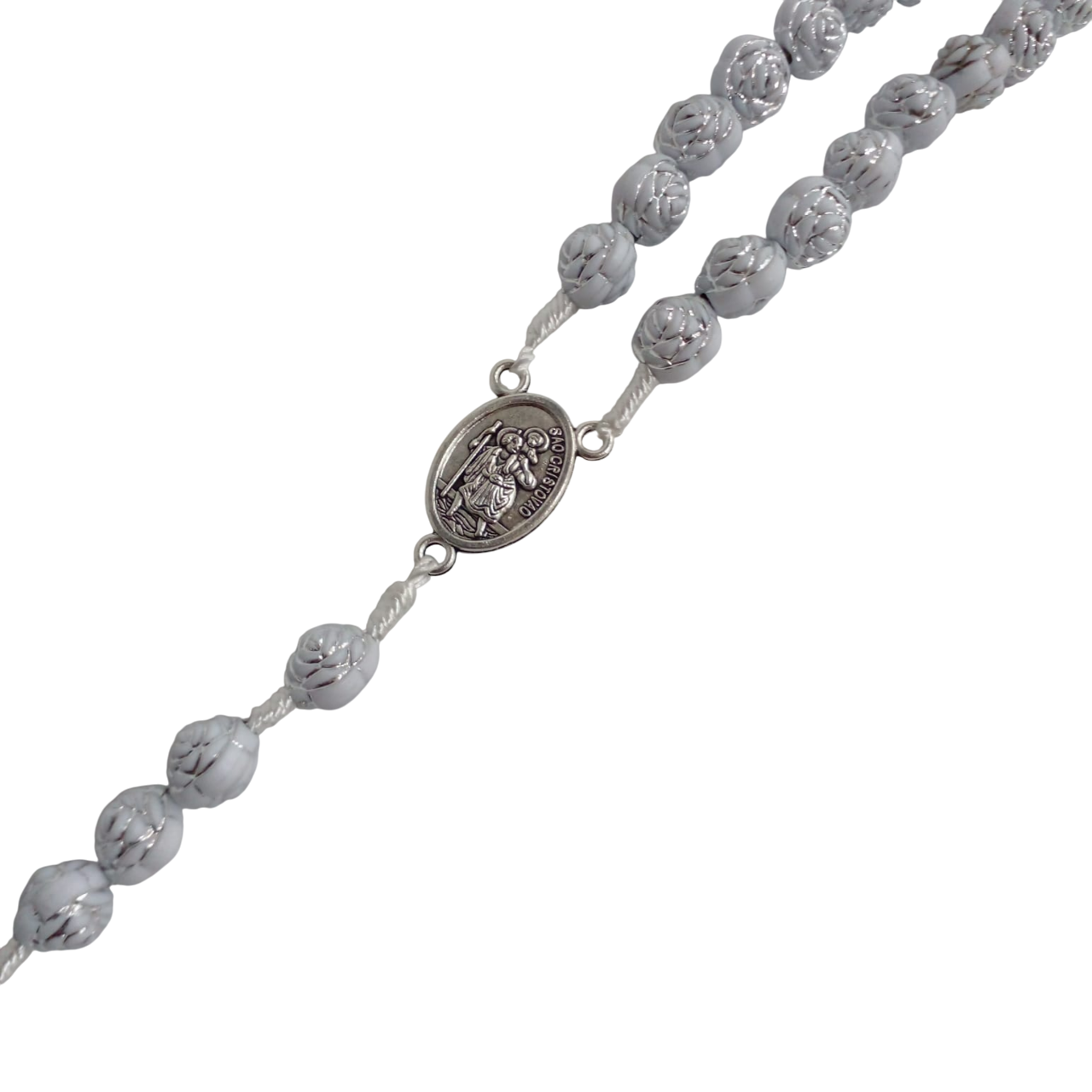 Terço contas de rosas brancas - Imagem 3