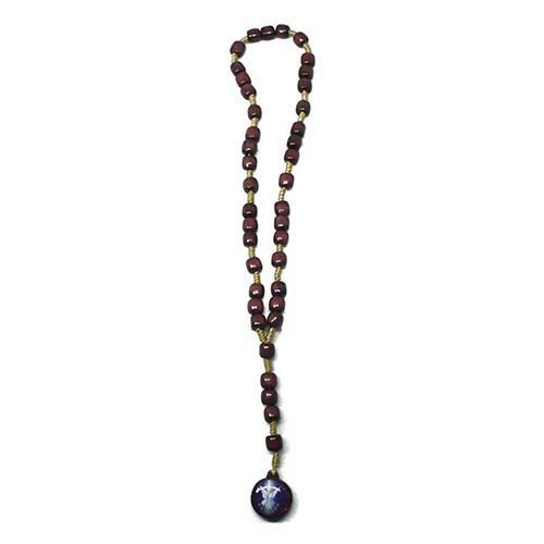 Terço Coroa de São Arcanjo Miguel Madeira Vermelha 6 mm - Imagem 3