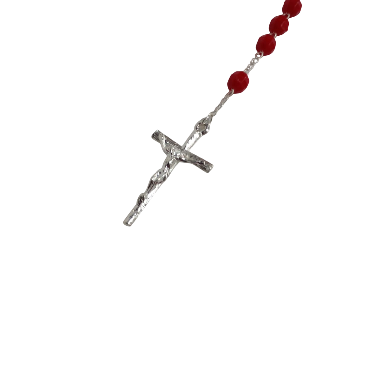 Terço Vermelho banhado prata - Imagem 2