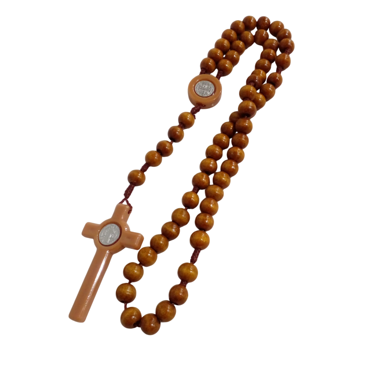 Terço São Bento bege claro 43cm - Imagem 2