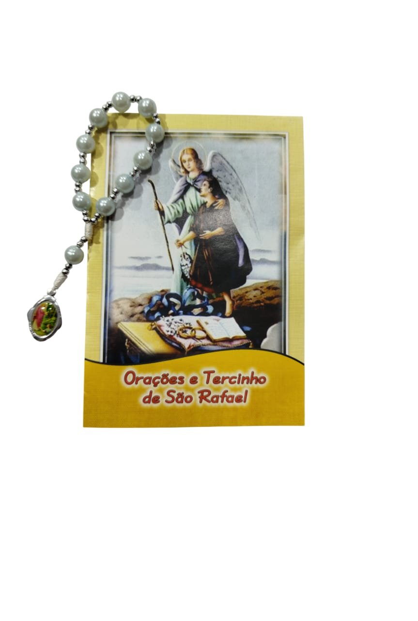 Folheto e tercinho orações de São Rafael azul