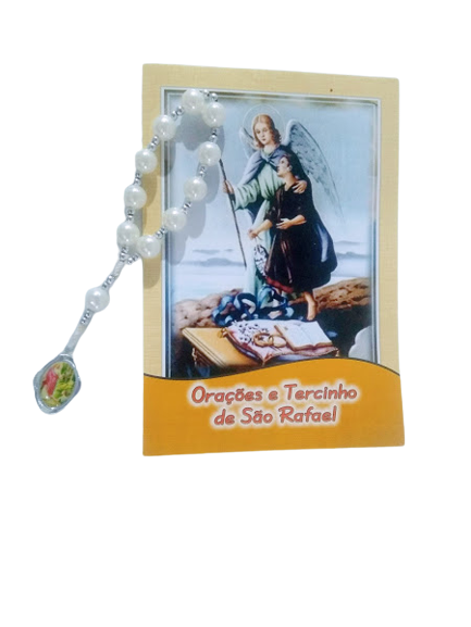 Folheto e tercinho orações de São Rafael branco