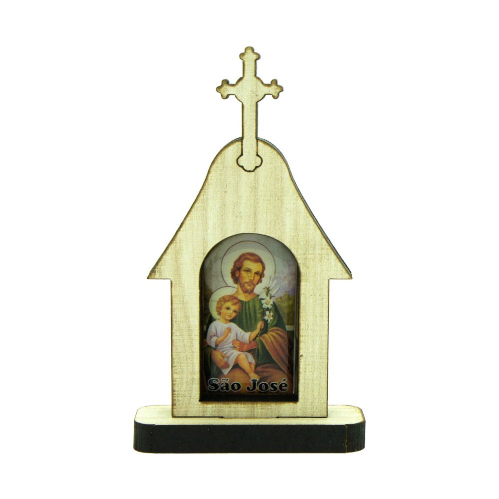 Terço São José com Oração e Capela MDF Madeira Clara - Imagem 3