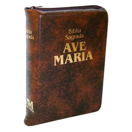 Bíblia Ave Maria de Bolso com Zípper: Zíper - Marrom